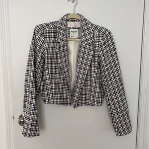 Cropped plaid blazer, new condition
